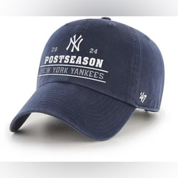 47 Adult 2024 MLB Postseason New York Yankees Navy Cleanup Baseball Hat NWT - Picture 1 of 8